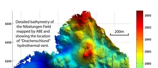 5. Wochenbericht M68/1, 20.-28.5.06 Nach einer 7-stündigen Überfahrt vom diffusen Hydrothermalgebiet bei Liliput (9 33 S) in das Nibelungen-Feld bei 8 18 S wurde am 19.5. als erstes eine CTD-Station durchgeführt, um die auf der Fahrt M62/5 im Dezember 2004 gefundene hydrothermale Plume wiederzufinden.