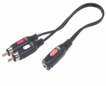 PC-Audio/-Video Audio Adapter 2x Cinch-Stecker <-> 3,5mm Klinken-Kupplung, stereo - Adapterkabel zum Anschluss eines 3,5mm Klinken-Kabels an einen Cinch Anschluss - Z.B.