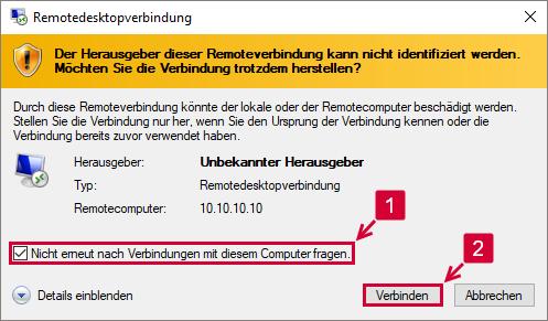 Seite 11 4.4.2. Herstellen der RDP-Verbindung Vorgehensweise 1.