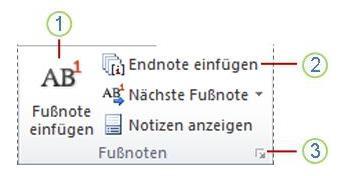 Sie können z. B. in Fussnoten ausführliche Kommentare erstellen und in Endnoten Quellen zitieren. Fussnoten werden in der Regel am Ende der Seite eingefügt, Endnoten am Ende des Dokuments. 4.