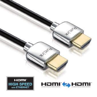 ProSpeed Series PS1500 SuperThin High Speed HDMI Kabel mit Ethernet 24 kt. vergoldete Präzisions-Steckkontakte Aktuelle HDMI Version (für v2.0 mit 4K, 3D, HEAC, ARC, Deep Color und x.v.color ) HDMI-A Stecker auf HDMI-A Stecker ProSpeed Kabel (Hochreines OFC Kupfer), AWG 34 Dreifach geschirmt.