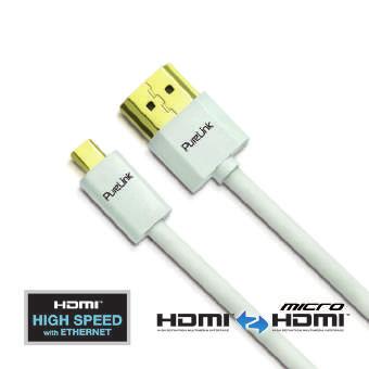 PS1720 SuperThin High Speed Mini HDMI Kabel mit Ethernet 24 kt. vergoldete Präzisions-Steckkontakte Aktuelle HDMI Version (für v2.0 mit 4K, 3D, HEAC, ARC, Deep Color und x.v.color ) HDMI-A Stecker auf Mini HDMI-C Stecker ProSpeed Kabel (Hochreines OFC Kupfer), AWG 34 Dreifach geschirmt.