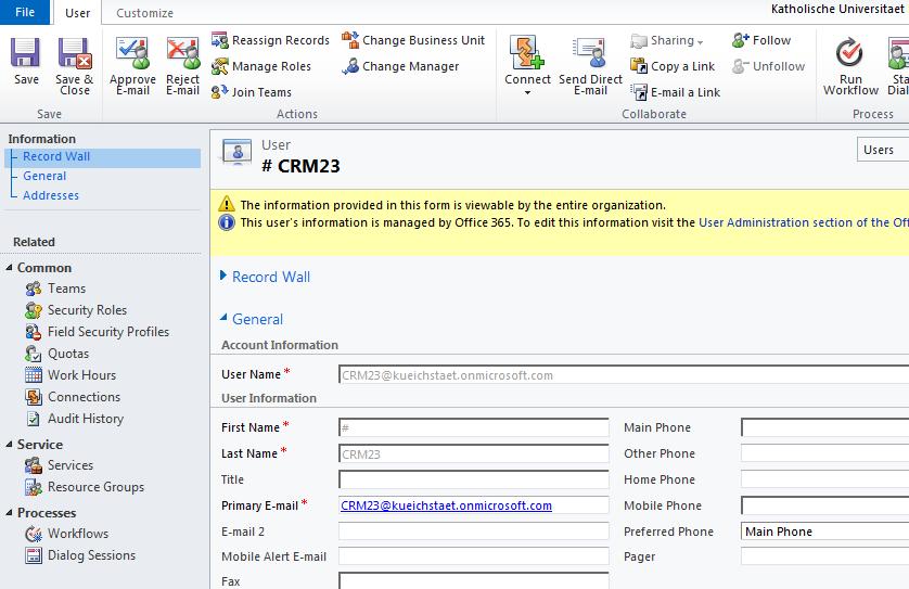 5.3 Security Users 115 User is each and every person who will access Microsoft Dynamics CRM