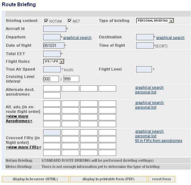 Für die Erstellung eines neuen Briefings können Sie auch einen bestehenden Flugplan oder ein bestehendes Briefing verwenden.