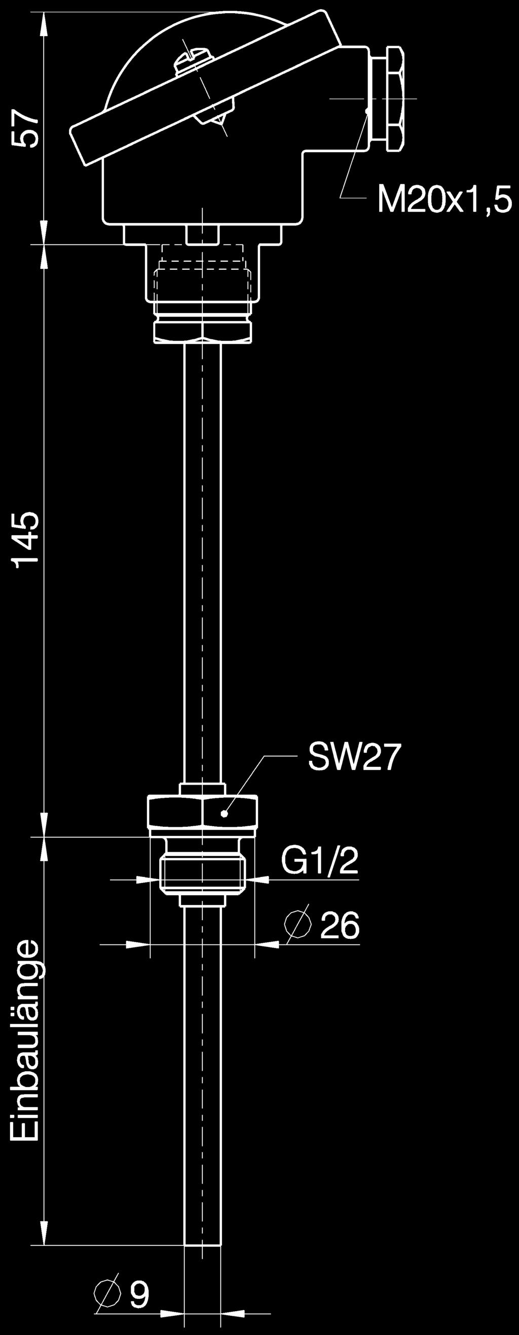 TW30 auform IN 43765, für mäßige ruck- und Strömungsbelastungen Messelement Messeinsatz nach IN 43762 insatzrohr delstahl 1.