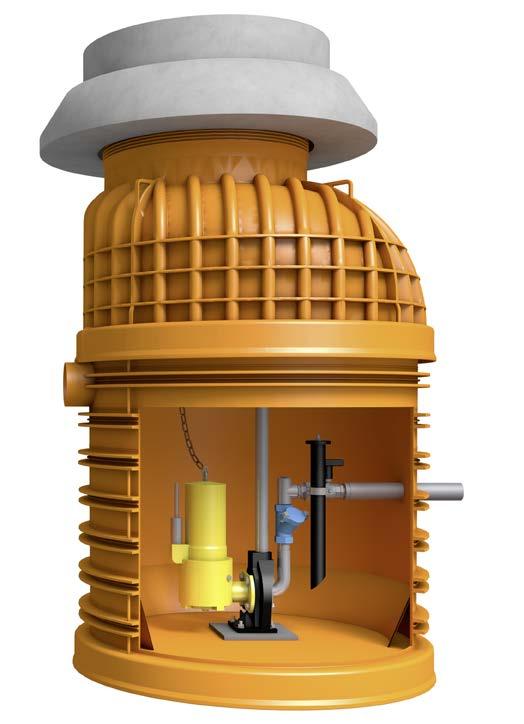 PUMPENSCHACHT Produkteigenschaften und Lieferprogramm Der Pumpenschacht Der Pumpenschacht mit Einfach- oder Doppelpumpwerk wird in Verbindung mit Druckentwässerungssystemen eingesetzt, wenn