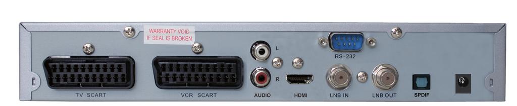 Ein/Standby Display-Anzeige Programm auf/ab 2 CI Steckplätze Audioausgang analog RS 232 Schnittstelle Netzanschluss SCART-Buchse TV