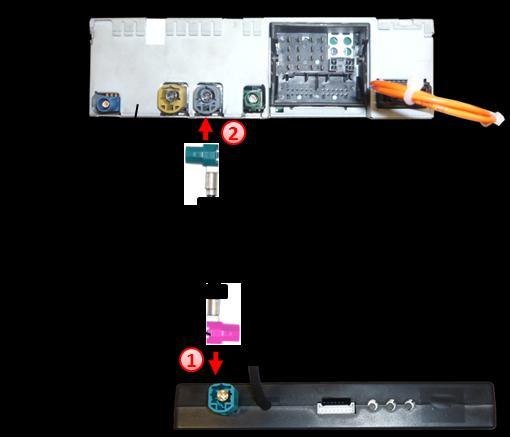 2.5. Verbindungen zur Head-Unit Die Head-Unit (Navigationsrechner/Radio) ausbauen.