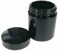 STANDARD 5 Salvis-Salbentopf aus Schwarzglas, rund, Deckel aufgeschraubt Pot Salvis en verre noir, rond, couvercle à vis Artikel-Nr. Gramm Preis Stück no.
