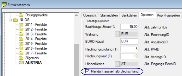 Budget-Controlling Mandant außerhalb Deutschland Wenn im Firmenstamm die Option: Mandant außerhalb Deutschland aktiviert ist,