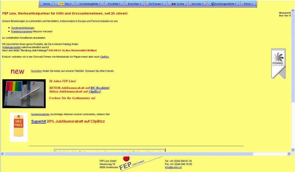 Beispiel für schlechtes Website-Marketing www.promo.