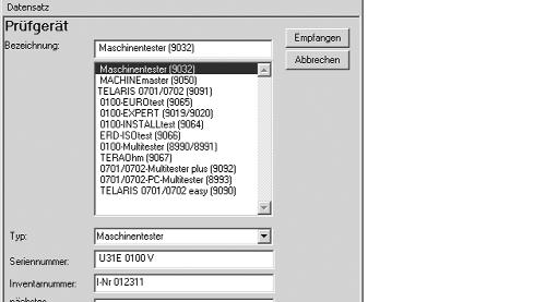 11.8 Übertragung der Messungen in UNITEST es control Nach der Durchführung der Prüfungen werden die Messungen vom Prüfgerät zum Computer übertragen.