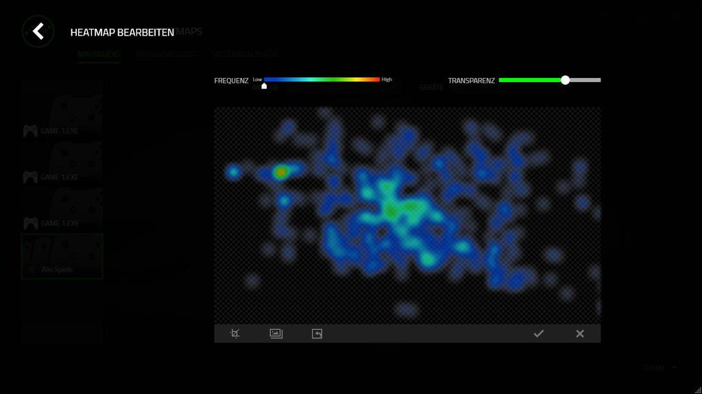 Bearbeiten des Heatmap-Bildes Klicke auf, um das Hintergrundbild und/oder die Transparenz des Heatmap- Overlays anzupassen.