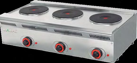: Hotplate diameter: 220 mm Hotplate power rating: 2,600 W Hotplates with temperature limiter. Abmessungen: 50 cm tief x 24 cm hoch.