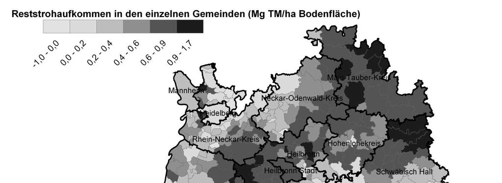 Stroh und Waldrestholz Ergebnisse einer Standortanalyse für das bioliq -Konzept 213 Menge, die für den Erhalt der Humusbilanz (rd. 0,8 Mio.