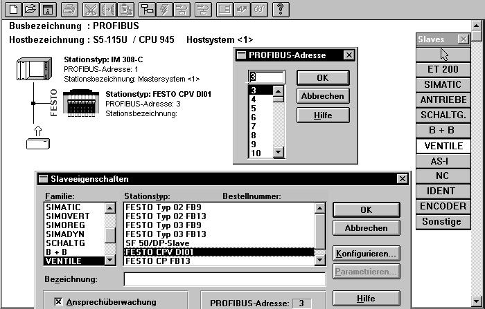 2. Inbetriebnahme PROFIBUS-DP Symbole 2. Um Ihnen die Konfiguration zu erleichtern, befinden sich auf der CD-ROM Bitmap-Dateien mit Symbolen der Ventilinseln. Kopieren Sie die Datei PB_DICPN.