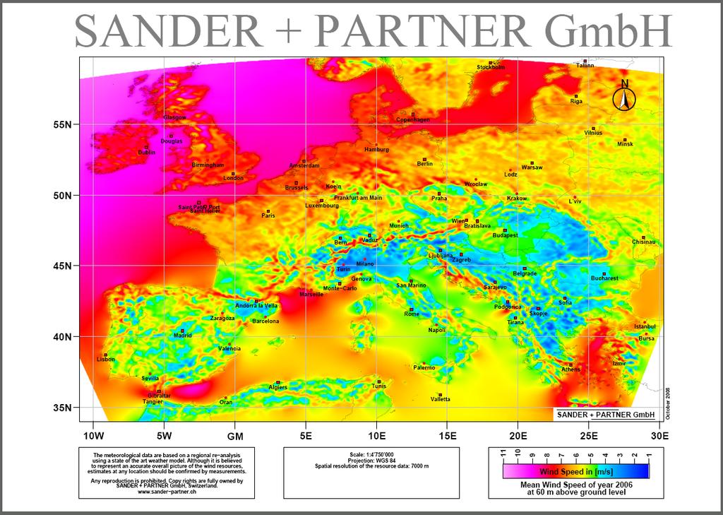 Wind in Polen: internationaler Vergleich E Windgeschwindigkeit