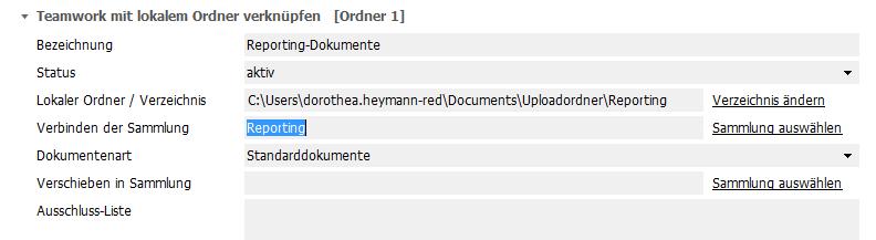 8 Ausschluss- Liste Angabe, welche Dateien nicht über den Upload-Ordner in TEAMWORK hochgeladen werden sollen. Tragen Sie den vollständigen Dateinamen ein, um eine Datei auszuschließen (etwa thumbs.