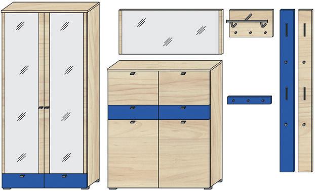 1,2 44 Wildeiche Front 3 73 Türkis matt Spiegel MCA-602 44 Wildeiche B80 H79 T2 Garderoben-Paneel MCA-709 73 Türkis matt B16 H180 T2 Garderoben-Paneel MCA-709 44 Wildeiche B16 H180 T2 Standardgriff