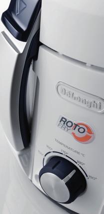 Roto Fritteusen RotoFry ist eine, exklusiv von De Longhi patentierte Technologie, die perfekt knusprige Speisen garantiert.