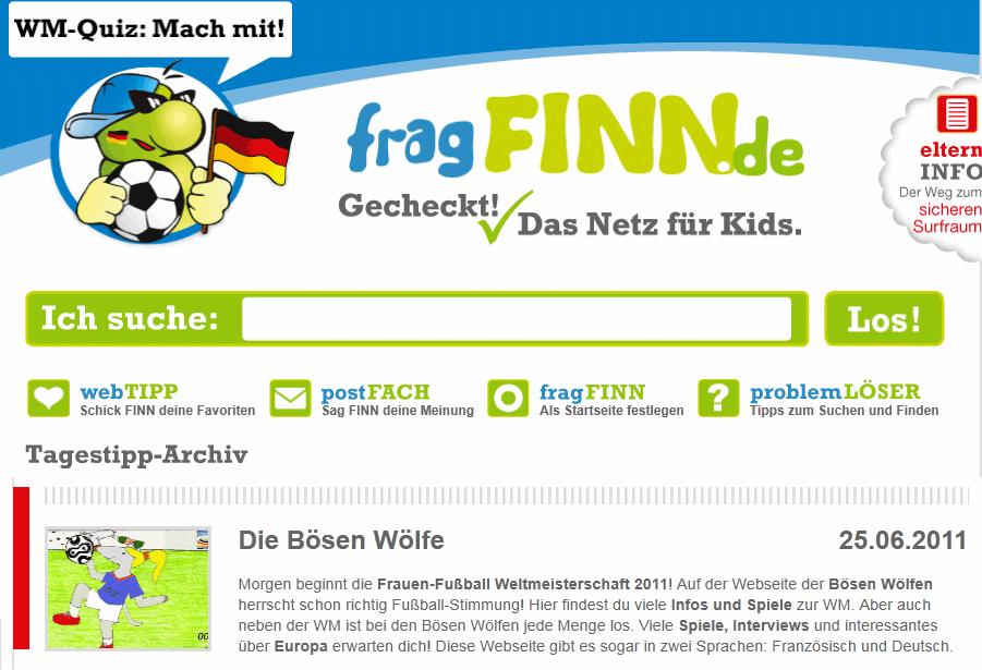 Internettipp: Die Homepage der Kinderreporter des Bösen Wolfes zur Frauenfußball-WM 2011 Recommandation : Le site des jeunes