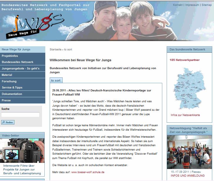 Internettipp: Die Homepage der Kinderreporter des Bösen Wolfes zur Frauenfußball-WM 2011 Recommandation : Le site des