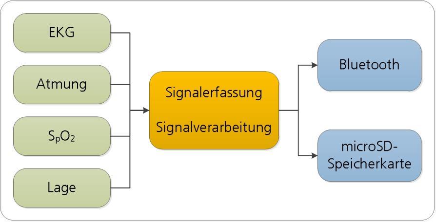 2. Systemübersicht - Aufbau der Hardware (Vital-)Parameter 4-Kanal EKG Atmung (Thorax u.