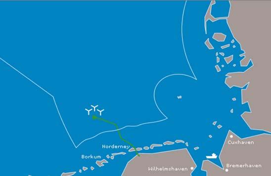 Potenziale der Region nutzen EWE-Engagement am ersten deutschen Offshore-Windpark 13 Die Testfeldbedingungen sind beispielhaft für die Bedingungen vor der deutschen Küste: Meteorologische