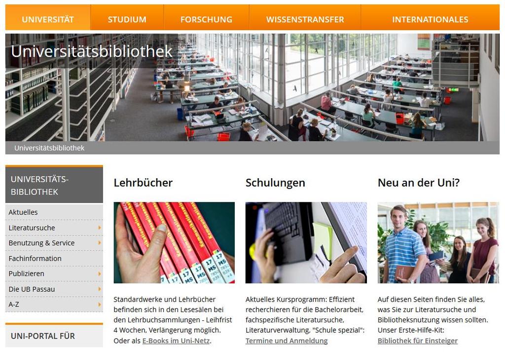 Fachinformation www.ub.uni-passau.de Fachinformations- Seiten Okt.