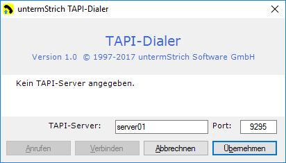 4.3 untermstrich TAPI-Dialer untermstrich TAPI-Dialer ist ein Testprogramm zur Überprüfung der TAPI- Funktionalität für ausgehende Anrufe.