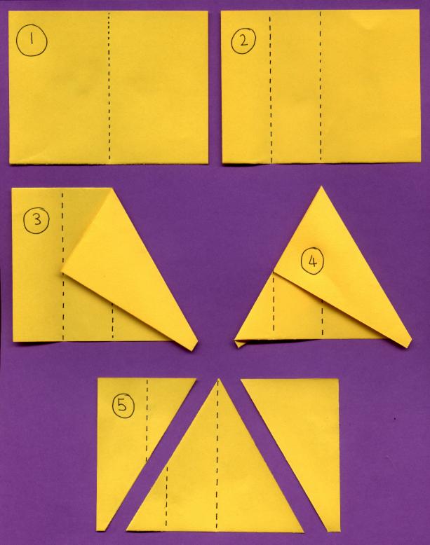 Hans Walser: Modul 207, Die fünf platonischen Körper Herstellung eines dreieckigen Origami Papiers 9 Resteverwertung Die folgende Figur zeigt das effektive Faltlinienbild.