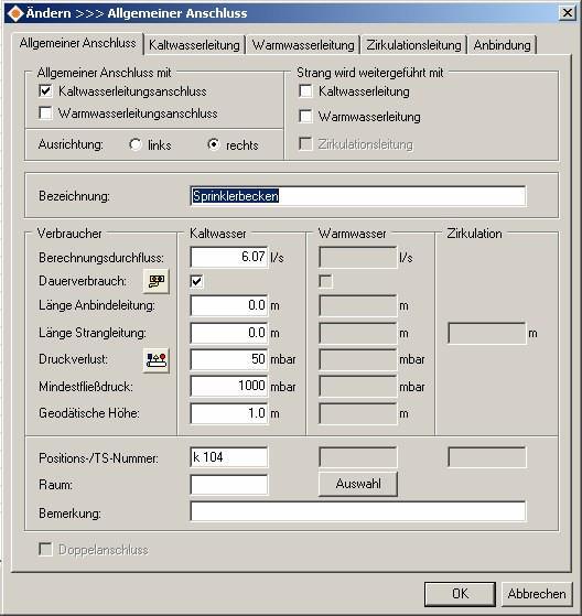 Hinweis: Beim Allgemeinen Anschluss gibt man einfach Bezeichnung und Technische Daten ein.