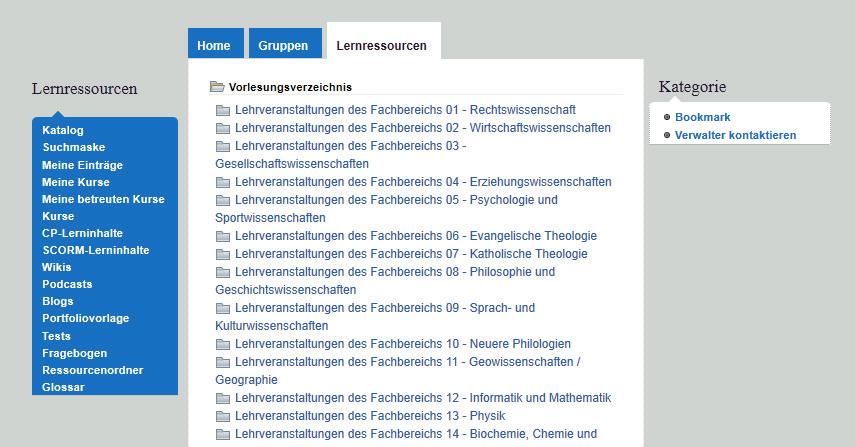 Im Tab auf klicken Katalogzweig Ihrer Institution suchen (rechts unter ) Nachricht verfassen,