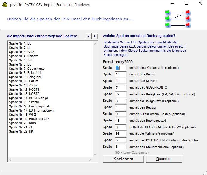 26.4 Format DATEV-CSV Hauptmenüpunkt Bearbeiten / Buchungen aus anderen Systemen importieren (DATEV-CSV).