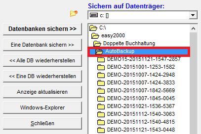 29 Backup der Datenbankdateien Beim Beenden des Hauptprogramms wird automatisch ein Backup der Datenbankdateien des geöffneten Mandaten (Firma) auf der lokalen Festplatte erstellt.