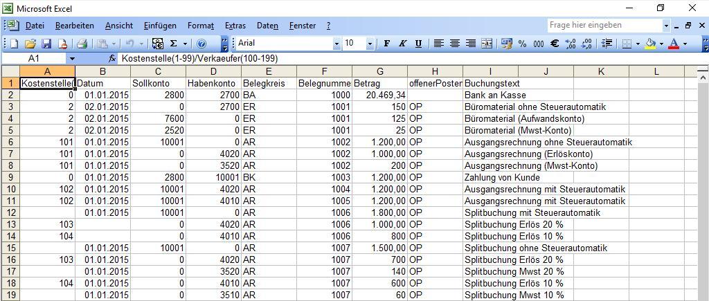 13.15 Buchungen mit Excel erfassen und importieren Erfassen Sie Ihre laufenden Buchungen und wiederkehrende Buchungen (Vorlagen oder Buchungsschablonen) mit Excel.