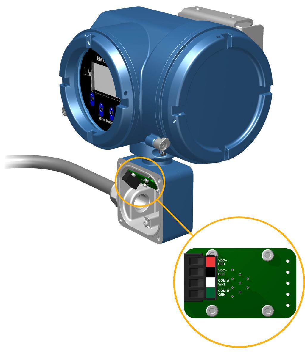 Montage und Sensorverkabelung 2. Das Sensorkabel in den Anschlussraum der Auswerteelektronik einführen. Abbildung 2-6: Durchführung für das Sensorkabel 3.