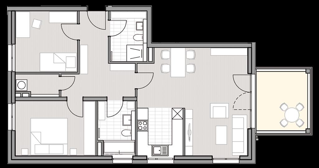 Wohnung 306 1. Obergeschoss 3 Wohnen/Essen...28,02 m 2 Schlafzimmer...13,02 m 2...11,21 m 2 Kochen...6,50 m 2 Dusche/ 22.