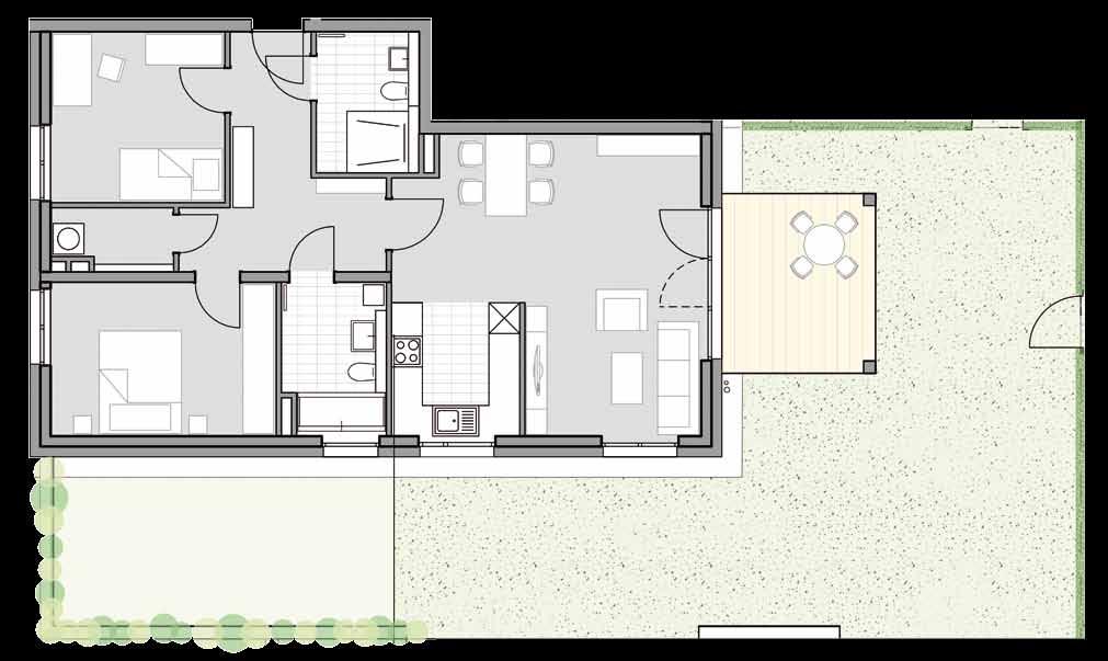 Wohnung 303 Erdgeschoss 3 Wohnen/Essen...28,02 m 2 Schlafzimmer...13,02 m 2...11,21 m 2 Dusche/ Kochen...6,50 m 2 16...5,72 m 2 Dusche/...5,11 m 2.