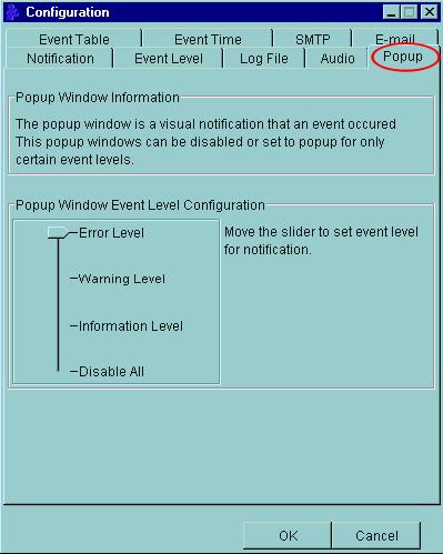 SATARaid kann so konfiguriert werden, dass Benachrichtigungen für Anwender in Popup-Fenstern angezeigt werden.