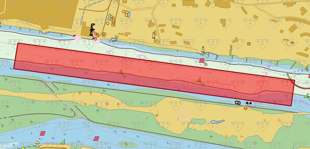 Jahresbericht 20 / Umlagerung Neßsand 7 Abbildung 4: Elektronische Seekarte (BSH) mit rot dargestelltem Kontrollgebiet vor Neßsand.