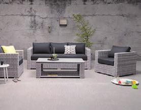 Lounge ARONA 4-teilig, Alu-Geflecht, bestehend aus: 3er Sofa, 2 Sessel, 1 Tisch 140 x 80 cm, Allwetter-Kissen