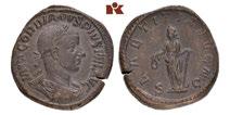 Æ-Dupondius, 236/237, Rom; 9,91 g. Drapierte Büste r. mit Strahlenbinde//Pax steht l. mit Zweig und Zepter. BMC 153; Coh. 40; RIC 82. Grüne Patina, sehr schön 223 Maximinus I.