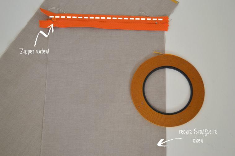 Für die optionale Innentasche müsst Ihr noch zwei Rechtecke mit den Maßen 45 x 20 cm aus Futterstoff/Innenstoff zuschneiden.