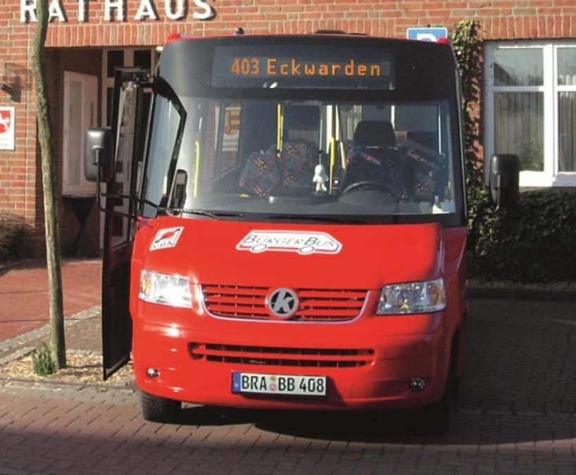 Fahrgastinformation Abbildung 8: Liniennummer und Zielschild am Bürgerbus 2.1.6.5 Anrufsammeltaxi Die Fahrzeuge müssen eindeutig als Anrufsammeltaxis (AST) zu erkennen sein.
