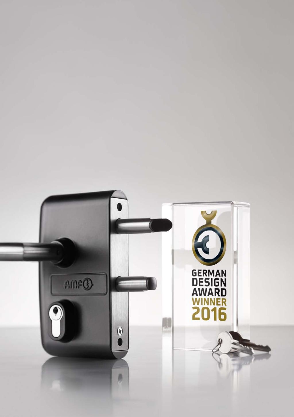 German Design award 2016 - Winner ist Unser Gittertorschloss VARIBO Die gestalterische Qualität und das elegante, funktionale