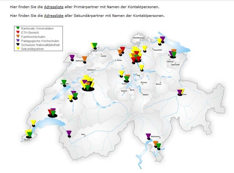 Die Konsortialpartner 2012 = 60 Bibliotheken Kantonale Universitäten ETH-Bereich