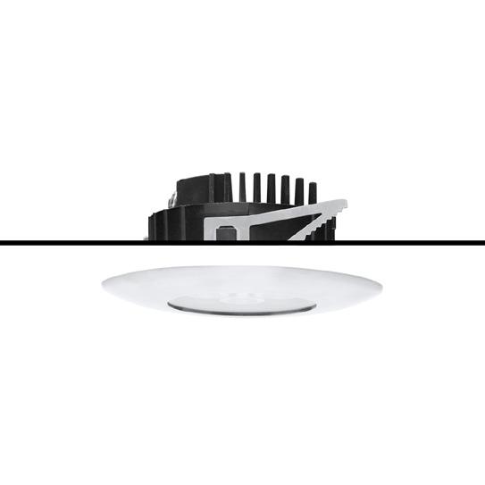 DL LED LED LED Deckeneinbauleuchte IP65 zum Einbau in abgehängte Decken oder Betoneingießtöpfe mit LED-Modul 565lm (3000K), 640lm (4000K) Anschlußleistung 10W Farbwiedergabeindex CRI 80 mittlere