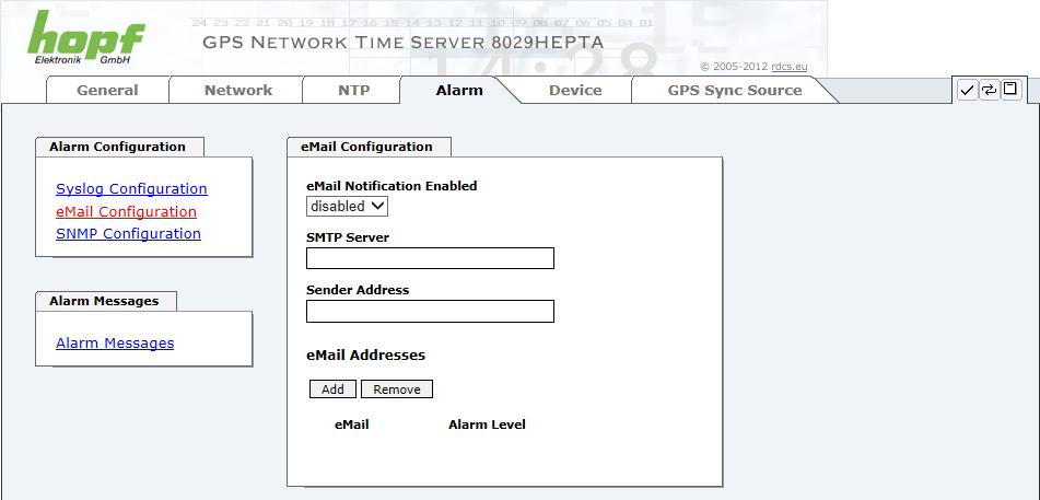 HTTP/HTTPS WEBGUI WEB BROWSER KONFIGURATIONSOBERFLÄCHE 8.3.4.2 E-mail Konfiguration Um dem technischen Personal die Möglichkeit zu bieten, die IT Umgebung zu überwachen bzw.