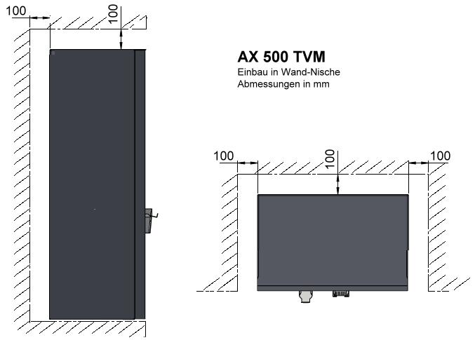 AXESS AG / AX500 TICKET VENDING MACHINE 6 Montage, optional Sockel Einbau in Wandnische Material Abstände Montage am Untergrund Höhenverstellung Kabelzuführung Abstände Montage in Wand- Nische
